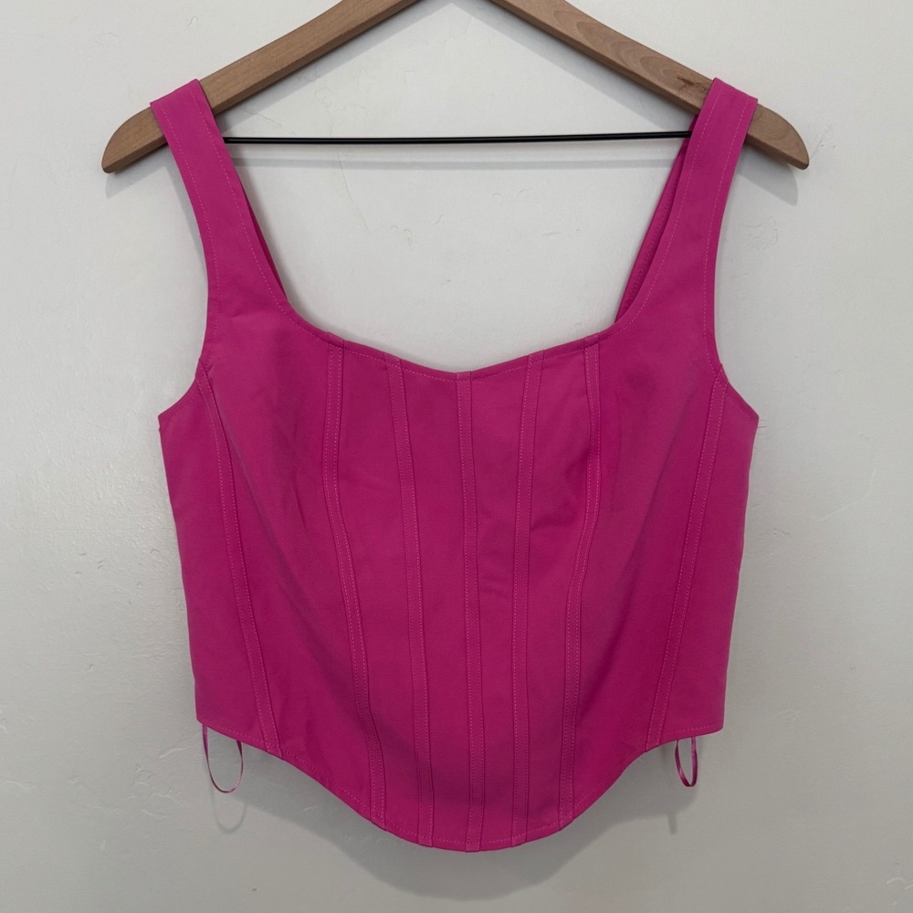 Sincerely Jules Hot Pink Corset Top Structured Curved Hem Coquette Barbie Y2K M